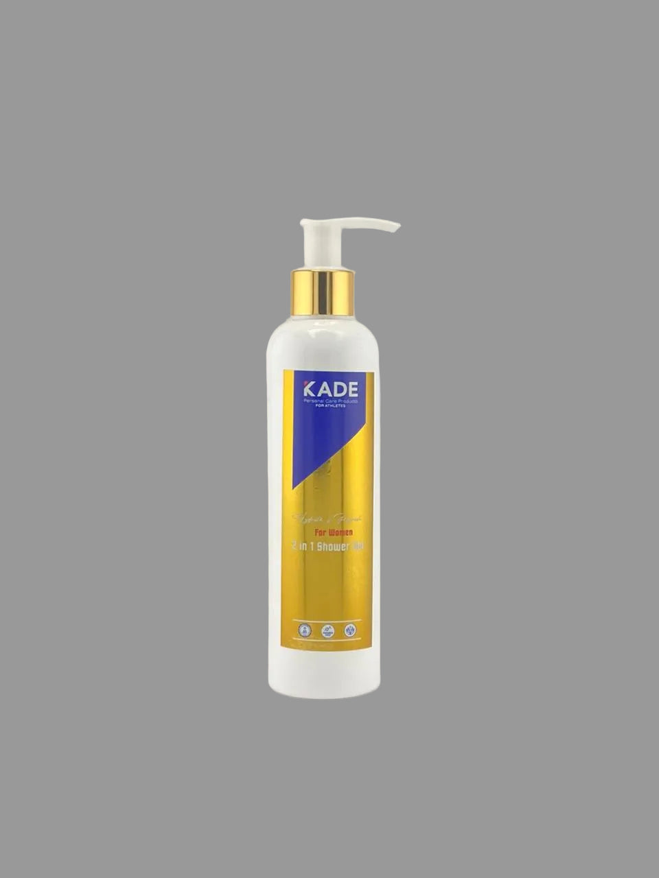 Kade bottle on a white shelf with a gray background
